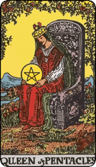 Nữ Hoàng Tiền — Queen of Pentacles