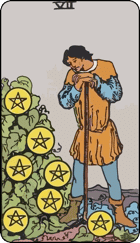 Bảy Tiền — Seven of Pentacles
