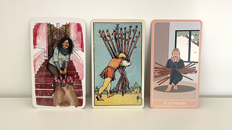 Sự kết hợp giữa 10 of Wands và các lá bài khác